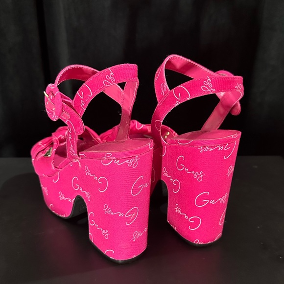 Hot Pink Fabric Heels by Guess - Picture 2 of 4